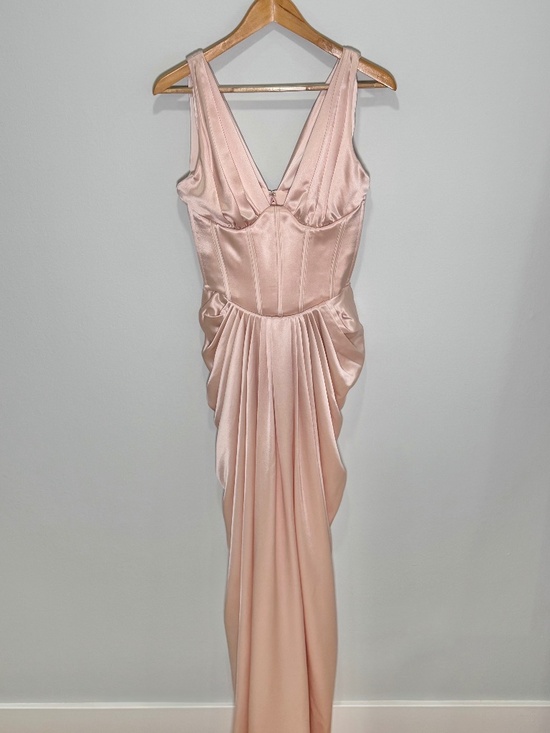 House of CB Angeline Blush Pink Satin Corset Maxi Dress - Small - Picture 2 of 11